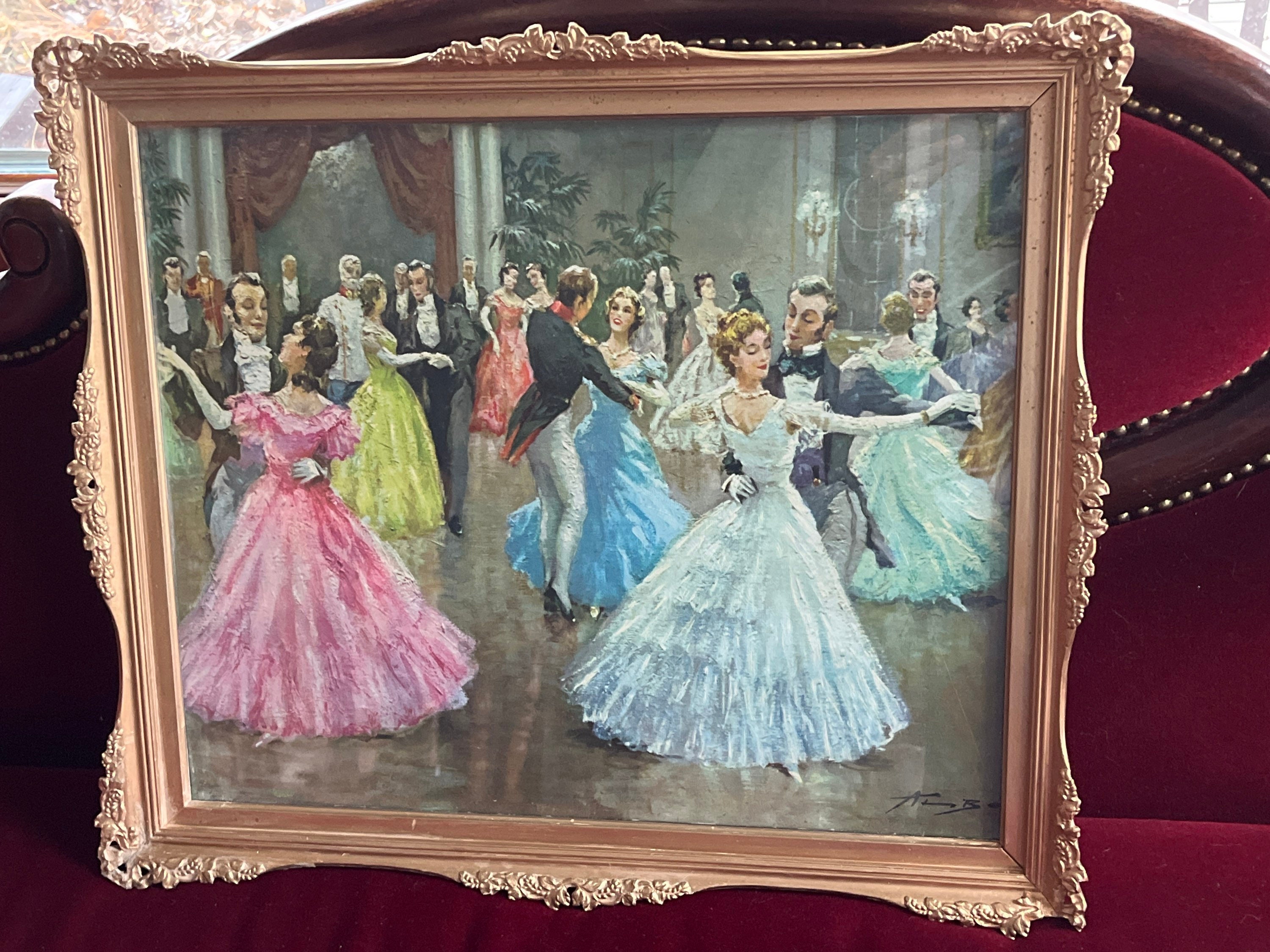 Art Framed Strauss Waltz by August Albo Victorian Ballroom Dancing