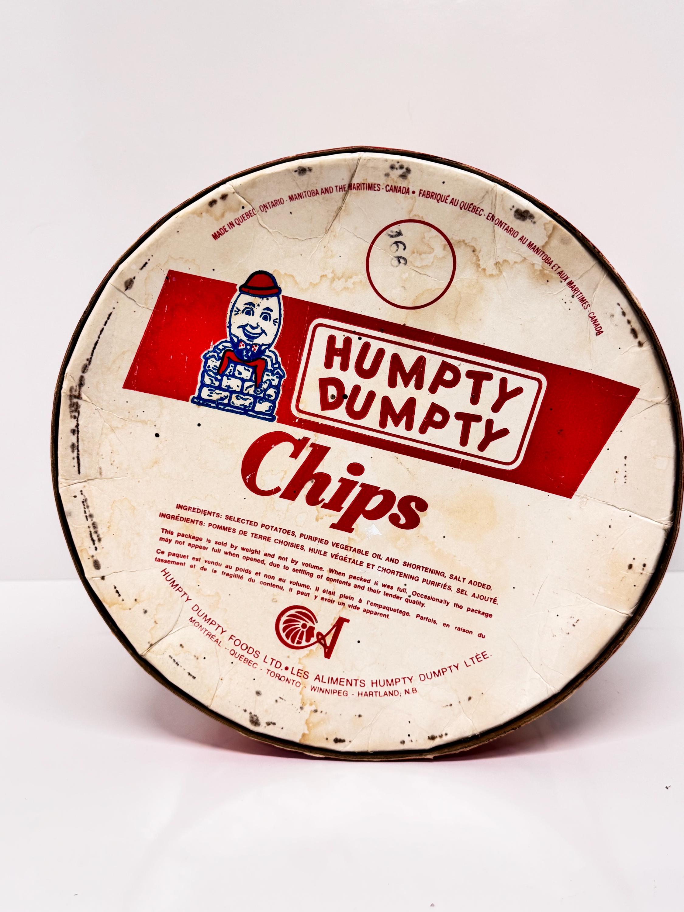 Humpy Storage Humpy Dumpty Potato Chips Vintage Storage Drum Canada Circa 60s/70s ...