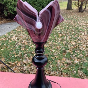 Lamp, Handkerchief, Swirl, Table Lamp, Vintage, Art Nouveau Satin Matte Base Art Glass Shade