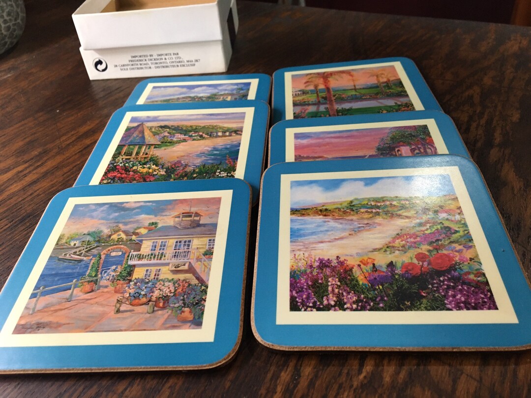 Coasters Pimpernel Acrylic Set of 6 Coastal Walks Traditional Etsy