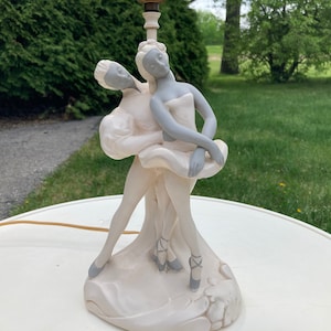 Chalkware Lamp,  Figurine,  Dancer,  Original Shade, Vintage, Retro, MCM, Chalk Ware, Art Deco, Table Lamp, Bedside Lamp, Ballet, Ballerina