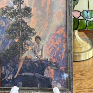 Art Deco Print of “Solitude ” After Original by Maxfield Parrish, Framed Antique