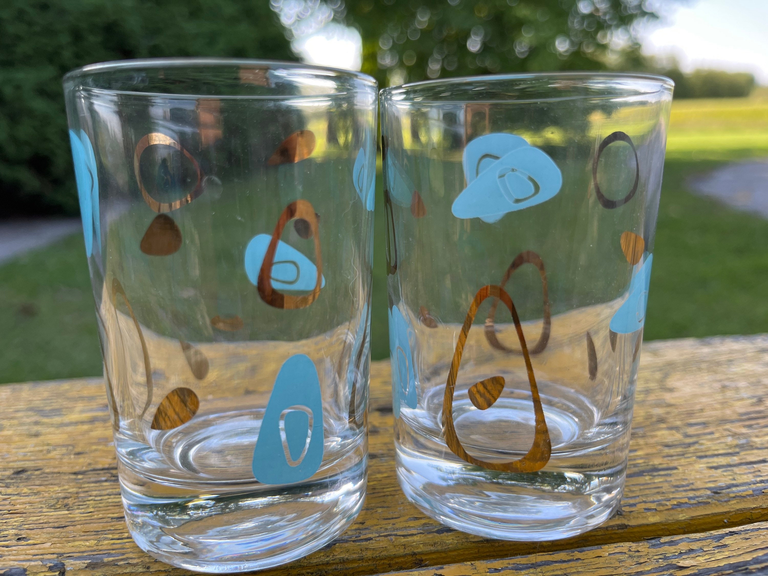 Turquoise Wheat Tall Tumbler Drinking Glasses Set of 6 