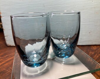 2 Libbey, Juice, Tiara Bleu, Tumbler, Bicchieri, Vetro, Acqua, Vetreria, Vintage, Retro, vortice