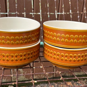 Soup Bowl Dish Vintage Made in England MCM Saffron Hornsea Set of 4