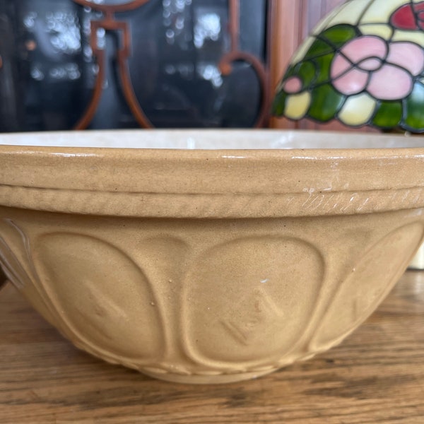 11,5 ”Schüssel, TG Grüne Rührschüssel, Rührschüssel, traditionelles Englisch, Vintage, Steingut, Bäcker, Bauernhaus Cane Bowls Antique