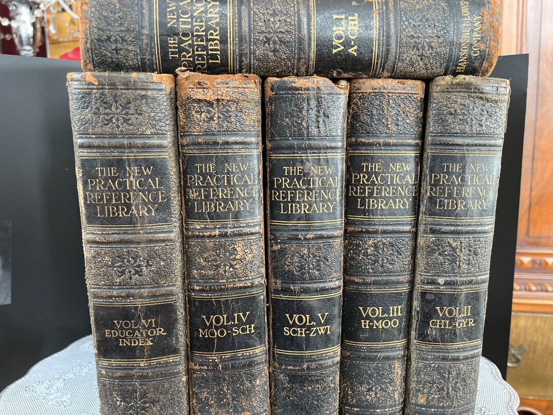 1915 Antique Reference Library: 6 Volume Set, Leather Bound - Etsy