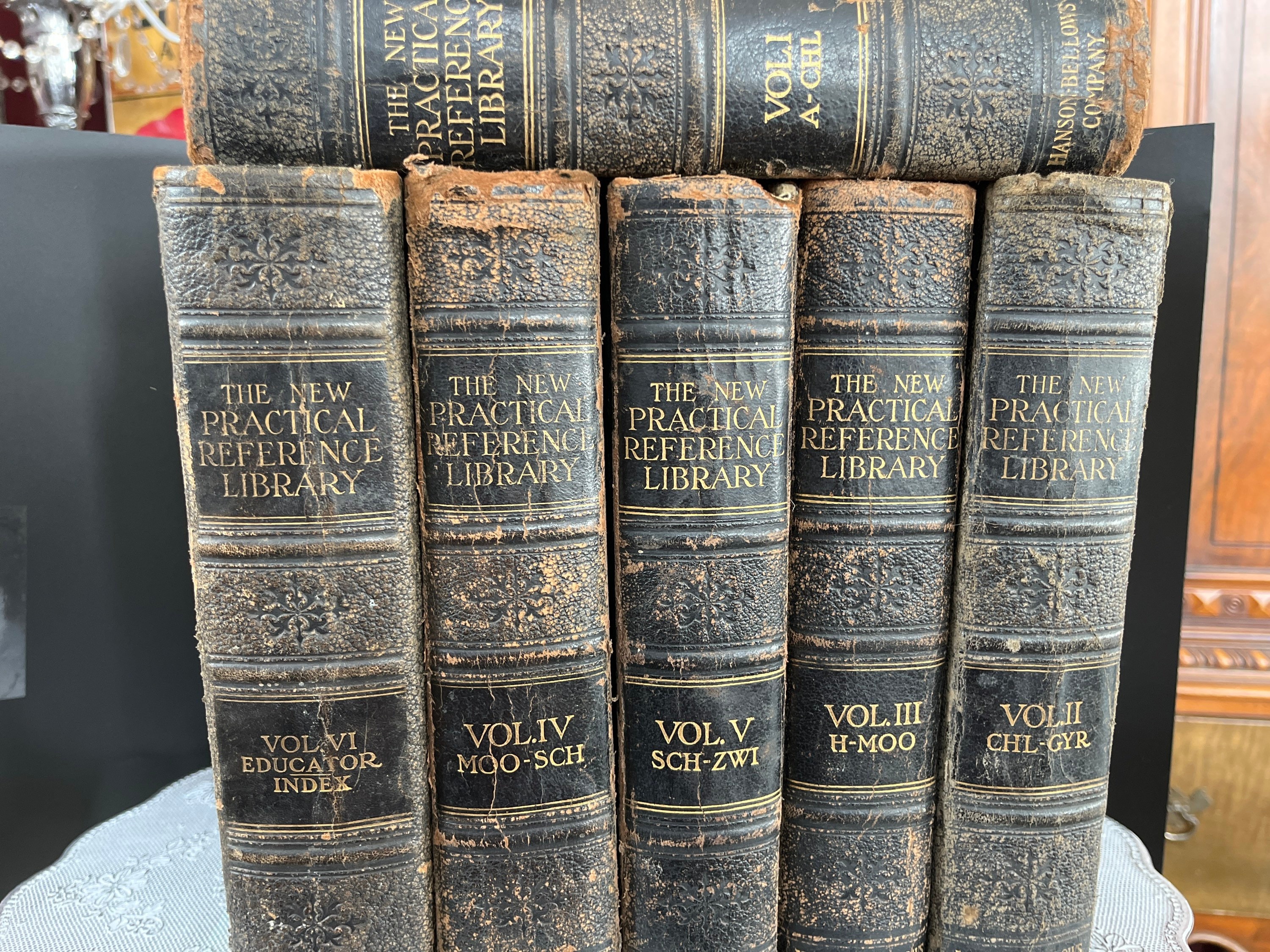 1915 Antique Reference Library: 6 Volume Set, Leather Bound - Etsy