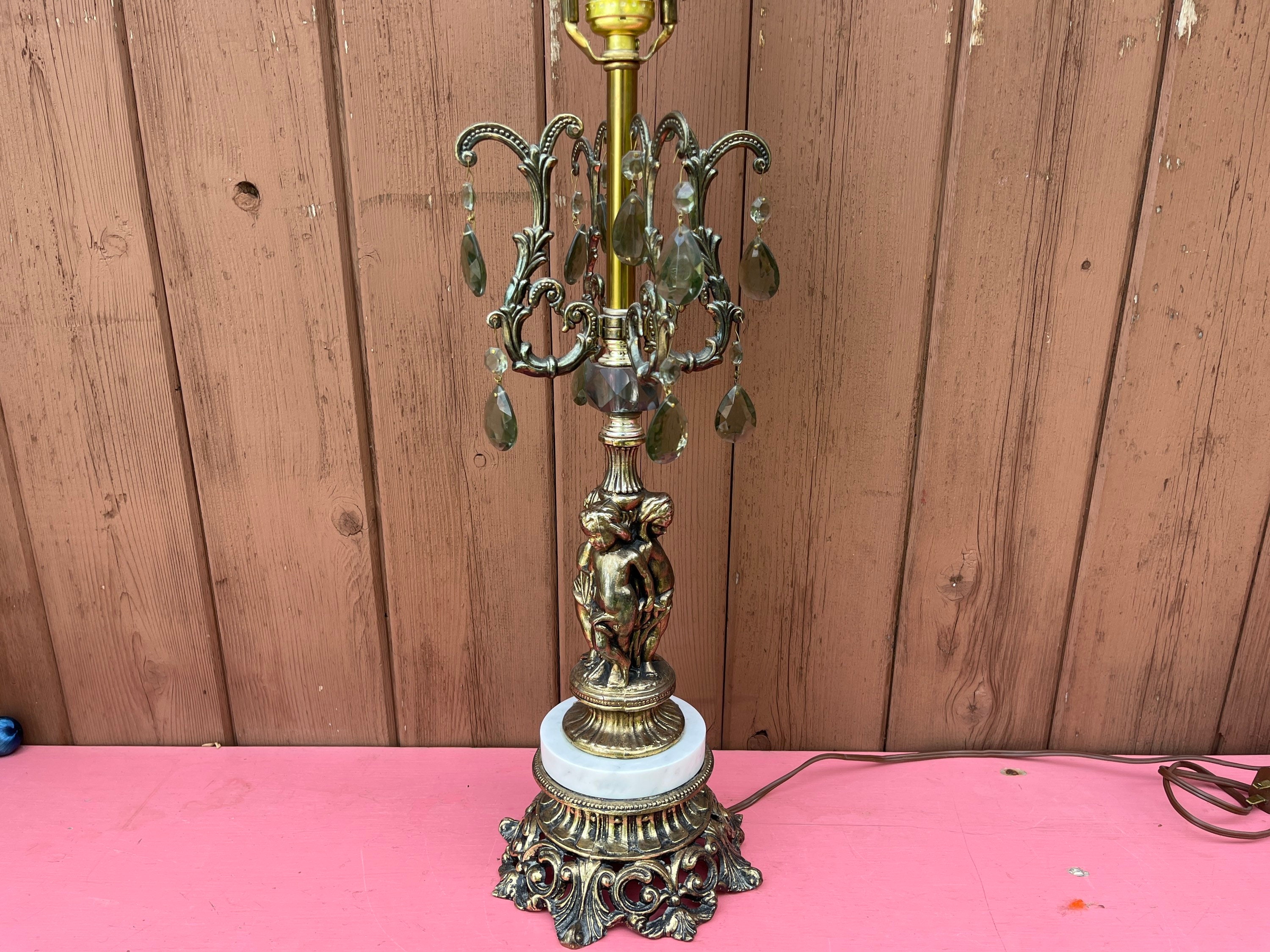 1 Bulb Cast brass Strass crystal table lamp