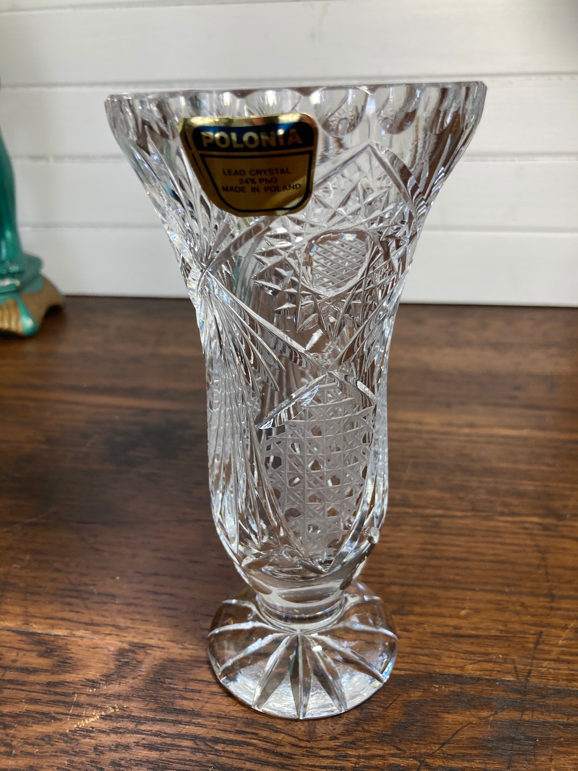 Vase Crystal Lead Poland Flower Footed Vintage 60s Etsy