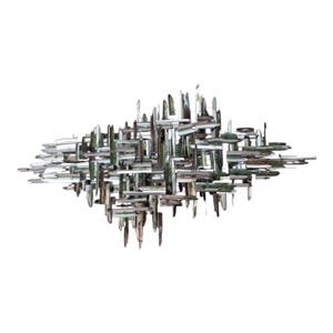 1970s Brutalist Mid Century Metal  Wall Sculpture Silver Stunning and Large Vintage