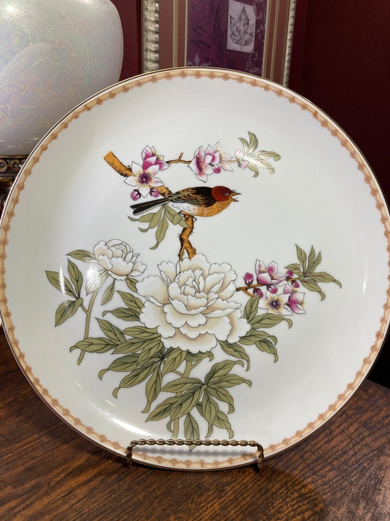 * antique plate ୨୧* フラワーレリーフ アンティークプレート Franklin Mint Porcelain Plate Collection, Birds and Flowers of the