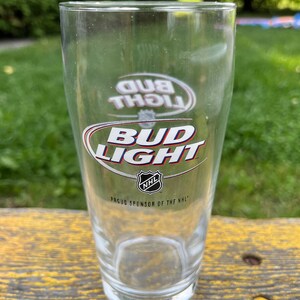 バドワイザー バドライト NHL ロゴ ガラス バーカート、ヴィンテージ、ガラス、バーウェア、コレクターアイテム、広告 新古品