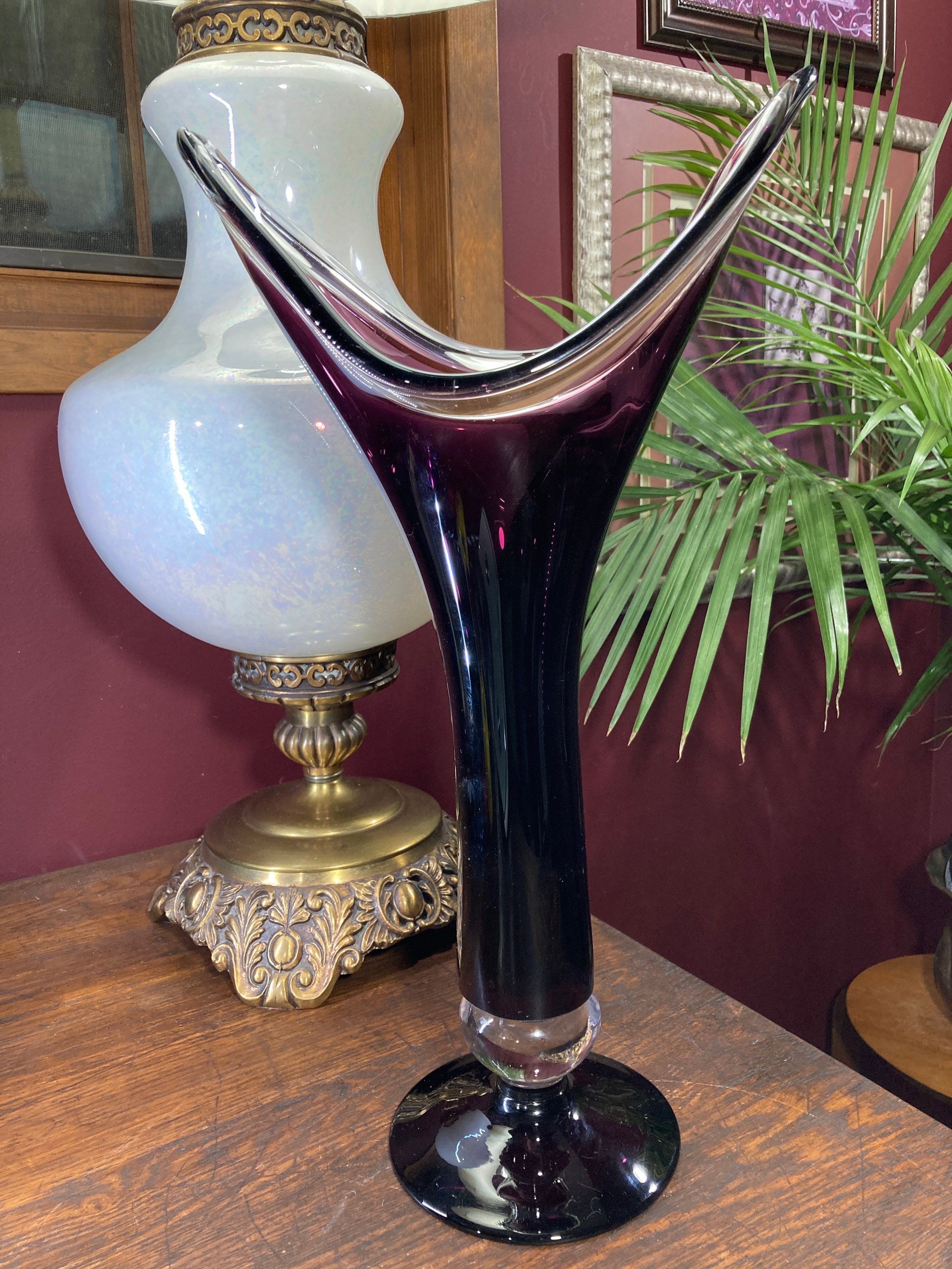 Vintage Krosno Jozefina Art Glass Vase: Hand Blown Amethyst Purple