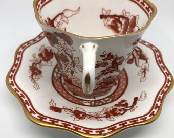 Vintage Coalport Indian Tree Coral Bone China Cup and Saucer Set