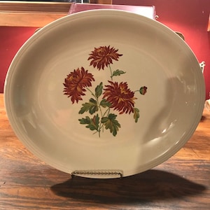 Lovely 1950 Cream Petal Grindley extra large meat platter turkey platter Dahlias or Peonies floral pattern MCM