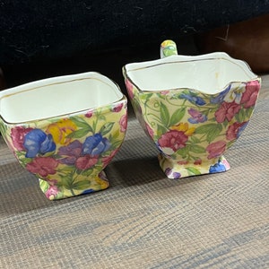 Sugar Creamer Set  Royal Winton Grimwades Chintz Vintage England Sugar Bowl Milk Jug Tea set
