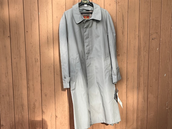 Trench Coat Rain Jacket Gray 90s Mens 46 Reg Retro Brand