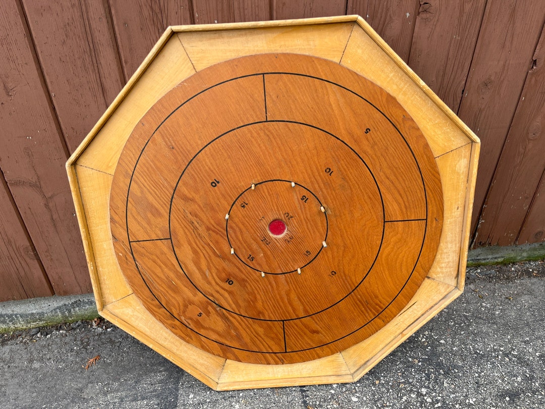 Crokinole Wood Game, Vintage Game, Cottage Cabin Entertainment Bentley