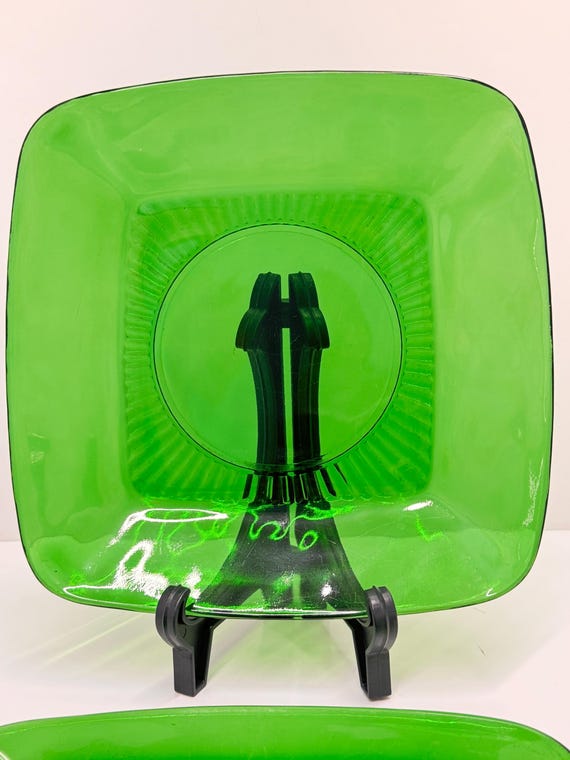 アンカーホッキング エメラルドグリーン ガラスプレート：ヴィンテージ