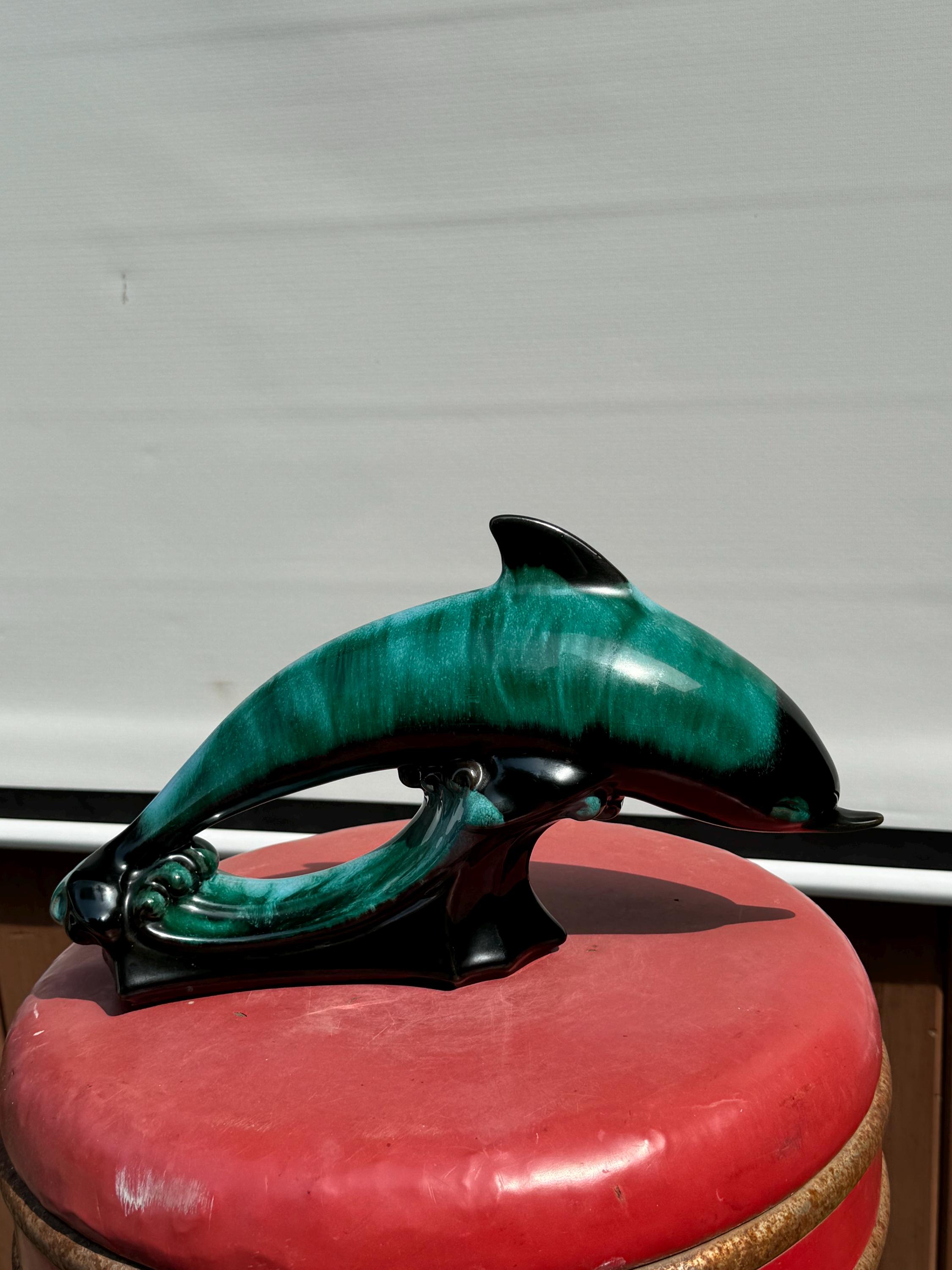 Vintage Blue Mountain Pottery Dolphin: Large Art Ceramic Canadiana