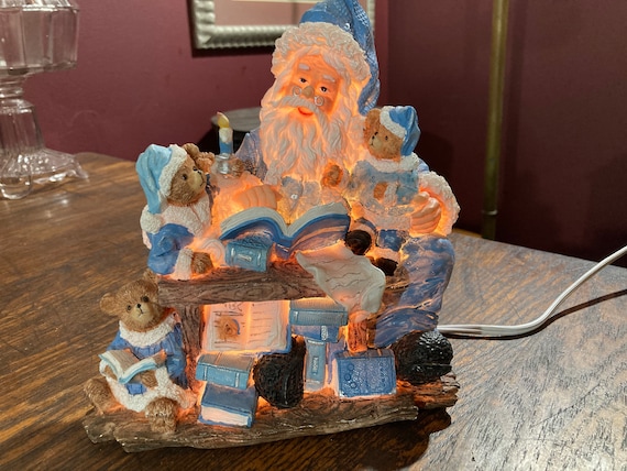 Blue, Santa, Santa Claus, Christmas, Xmas, Lamp, Figurine,, Statue