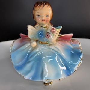 Vaso, Figurina, Ragazza, Rubens, Made in Japan, Vaso, Vintage da collezione, bella ragazza in abito da ballo, MCM, Enesco