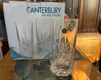 Vintage Czech Bohemian Crystal Tumblers: Canterbury Hiball Glasses