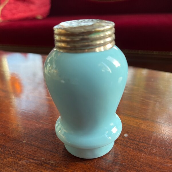 Salt Shaker Blue Milk Glass Opaline Vintage Jar Container Storage Range Shaker MCM