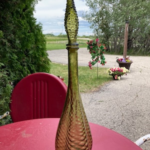Empoli Avocado groene kuiltje glazen karaf Genie fles Italië Vintage MCM halverwege de eeuw stop