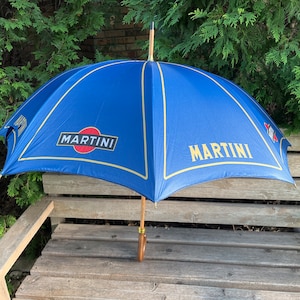 Umbrella, Wood,  Martini, Sun Shade, Wood Handle, Advertisement, Collectible Vintage