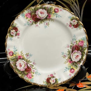 Side Butter Plate Royal Albert Celebration   Vintage Gold trim Floral Pink Rose Flower Bone China