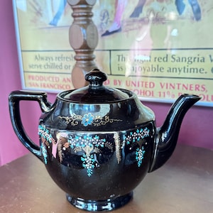 TeaPot  Bone China Tea Pot Vintage Made in Japan Brown Betty Redware Clay Moriage Dots