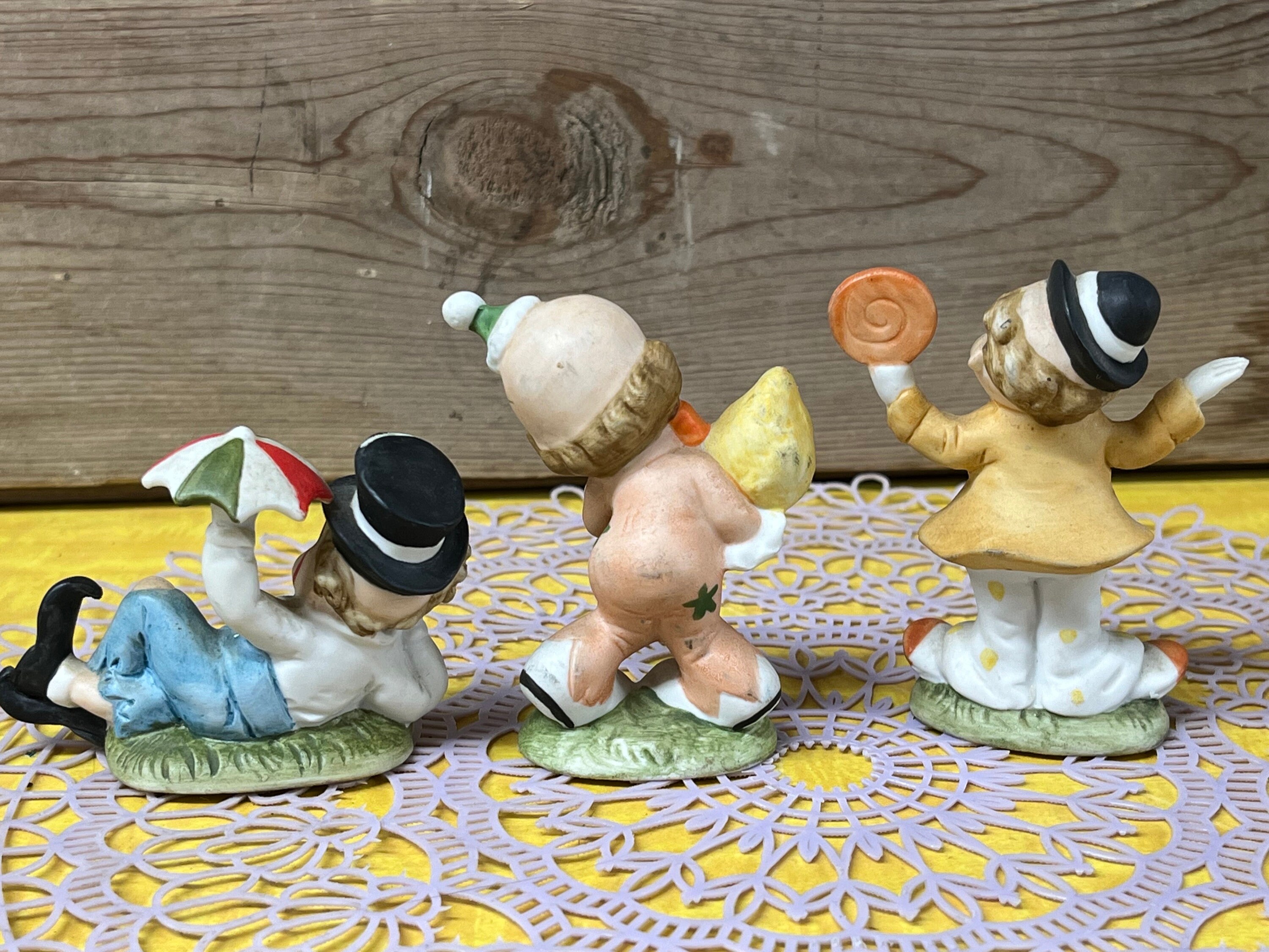 井♪ ロン・リー 置物 Lefton Clown With Umbrella Bisque Circus Clown Lefton