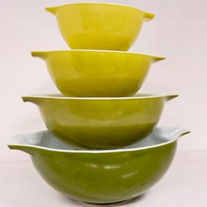 Vintage Pyrex Daisy Cinderella Schalen: Verde Grün Nesting Set