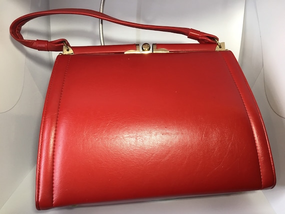 Red Vinyl Purse, Made in Canada by JR, Vintage, Le