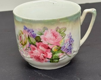 Floral Tea Cup, Teacup,  German luster glaze Bavaria Porcelain Antique Vintage