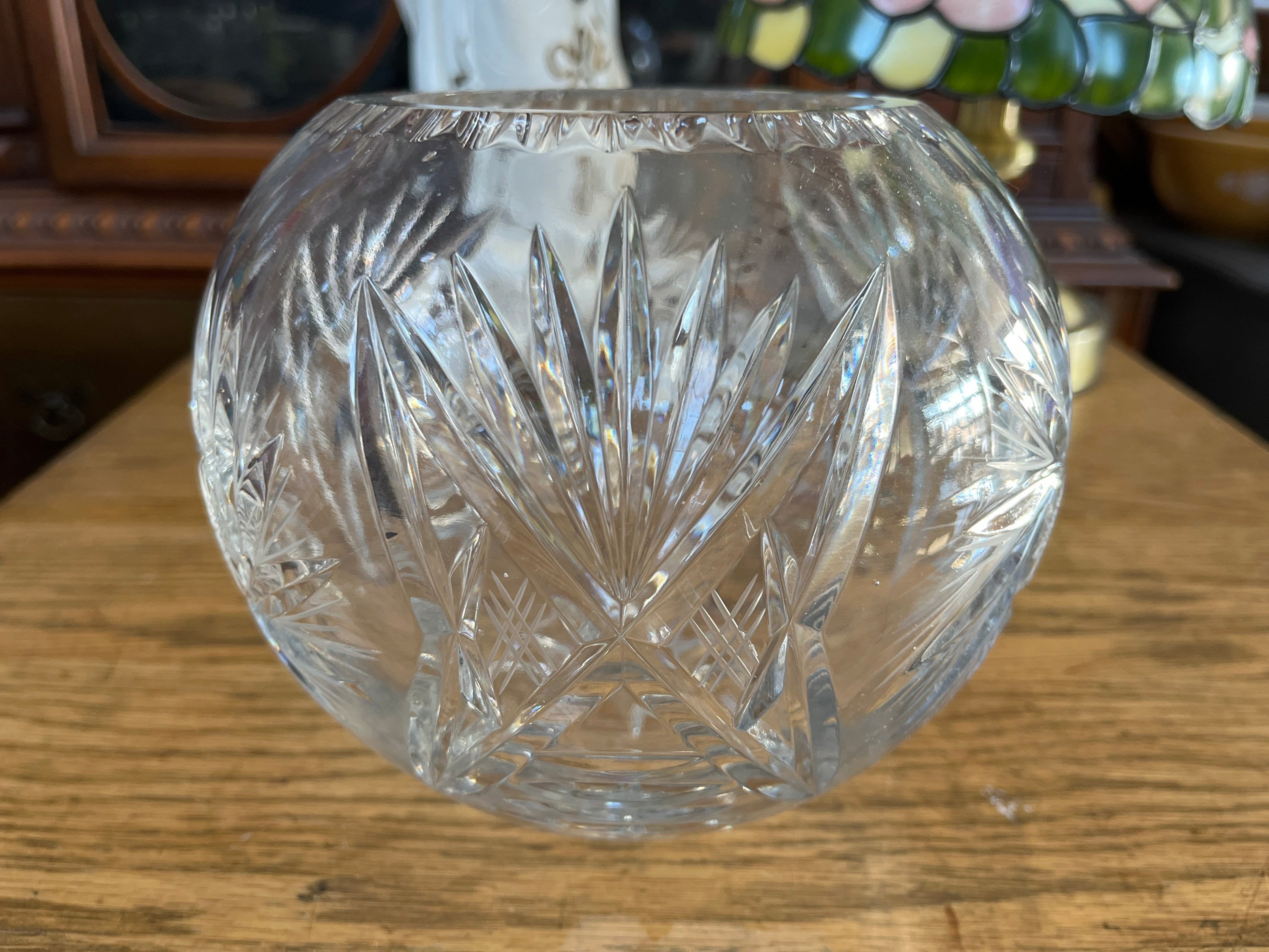 Large Cut Crystal Rose Bowl - Etsy