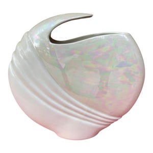Vase, Art Nouveau, Thin, Round, 90s, Vintage, Shell, Vase, Glaze  Finish, Ceramic, Pearlized