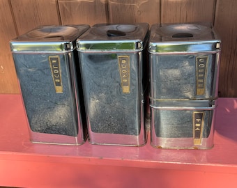Vintage 50-tals kromburkset: Beautyware köksförvaring