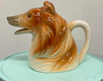 Creamer Milk Jug Pitcher  vintage ceramic creamer Collie dog's head made in Japan Vintage