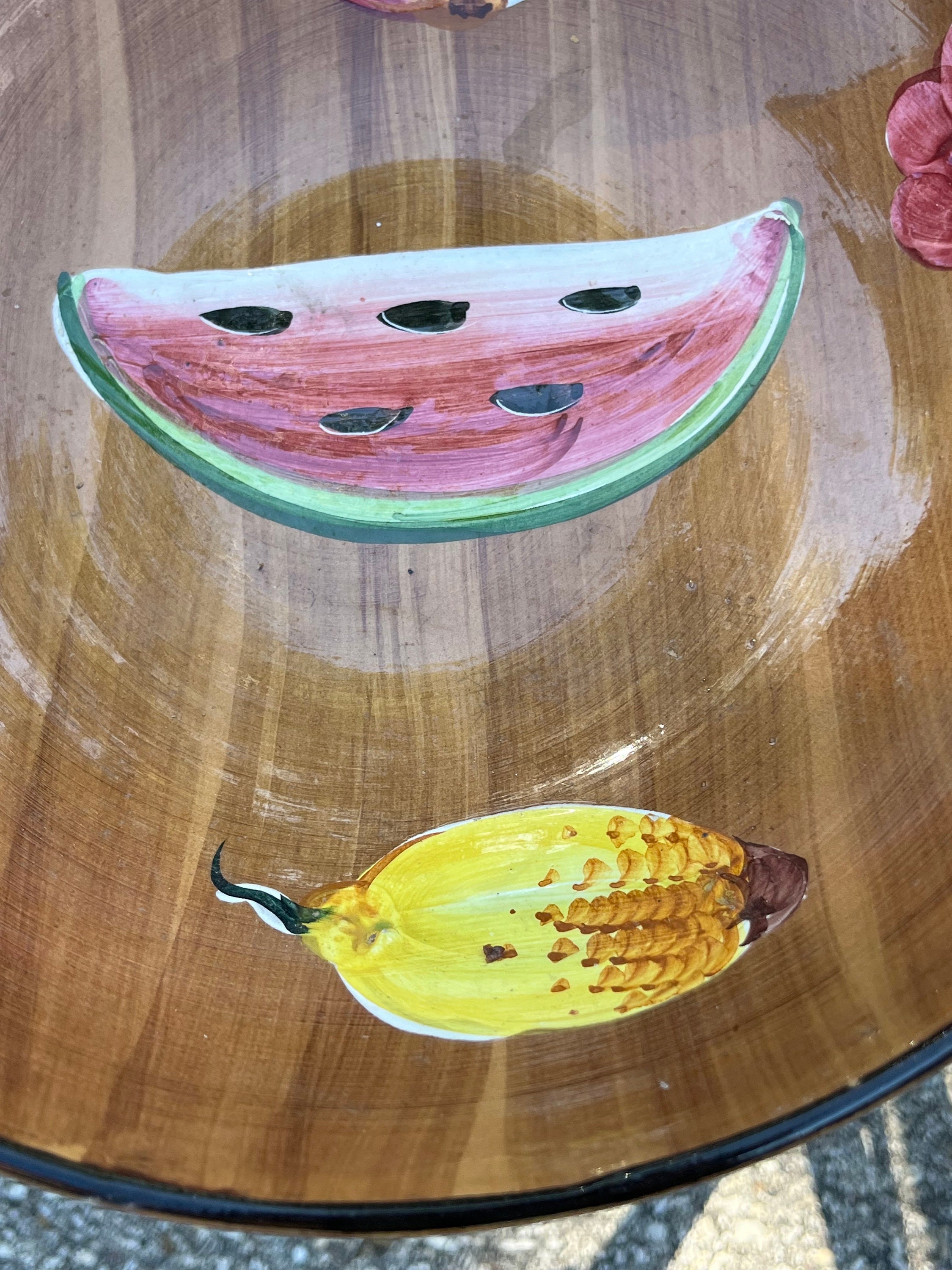 Vintage Italian Ceramic Fruit Bowl: Hand-painted Salad Serving