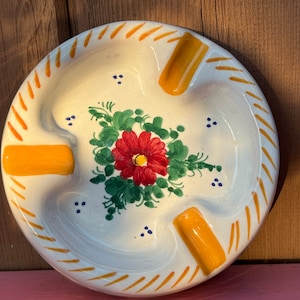 Ashtray, Italy, Ceramic , Hand Painted, Belfor, Cigarette, Vintage