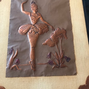 Handmade Copper Metal Art Coppercraft Ballerina Wall Art Wall Decor Early Century Hammered