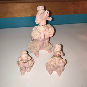 Wales Japan 1950s 50s Vintage Spaghetti Poodle Set Pink Gold Pink Set of 3 Lefton