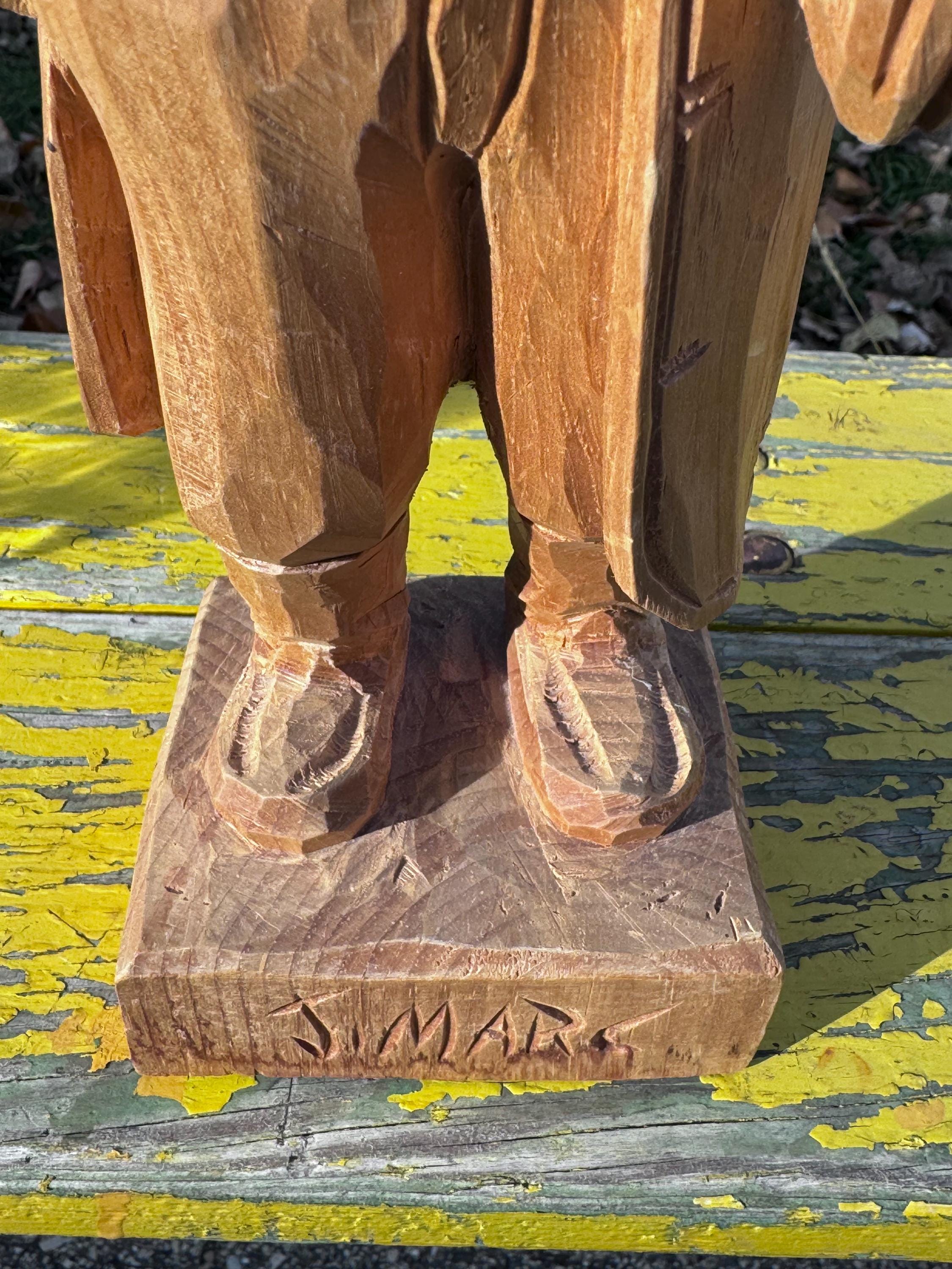 Vintage Jean Marc Morin Carved Wood Folk Art Figure: Quebec