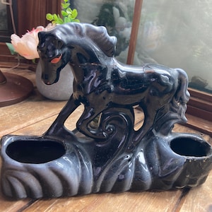 Lampe, Tv Blumentopf, Pferd, Blumenvase, Keramikglasur, Lustre, MCM, Blumentopf, Vintage, Mid Century Modern, Pferdesport