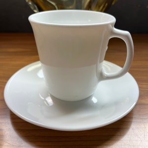 1970's French Winter White Pattern Corning Corelle - Mug Cup Saucer Microwave Safe Vintage