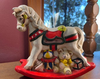 Cheval à bascule banque jouets enfants décor Figurine vintage collection Enesco céramique