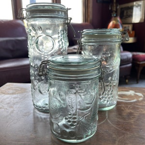 Jar Mason Sealer Vintage Retro Country Kitchen Storage Counter Decor Picnic Fruit Design Blue Glass Wire lid Clamp